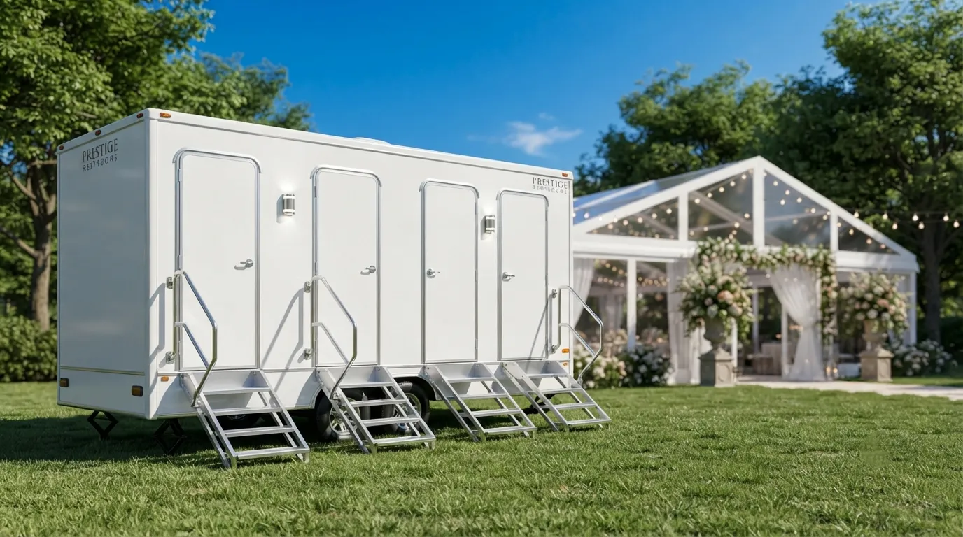 4 stall restroom trailer from our Schaumburg fleet